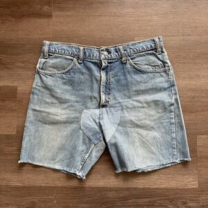 Vintage Levis Big E Jeans Shorts Mens 34 Blue Denim Orange‎ Tab Cut Off Jorts 6"
